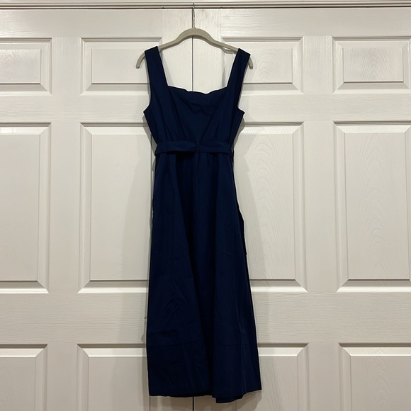 J. Crew Factory Button-front Belted Midi Dress Navy Blue Size 10 - Picture 5 of 7